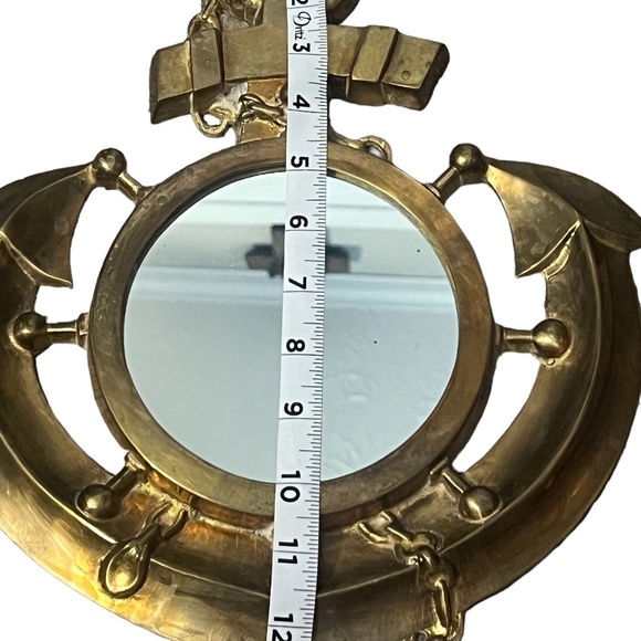 Vintage Solid Brass Ships Anchor Nautical Framed Mirror - Picture 8 of 9